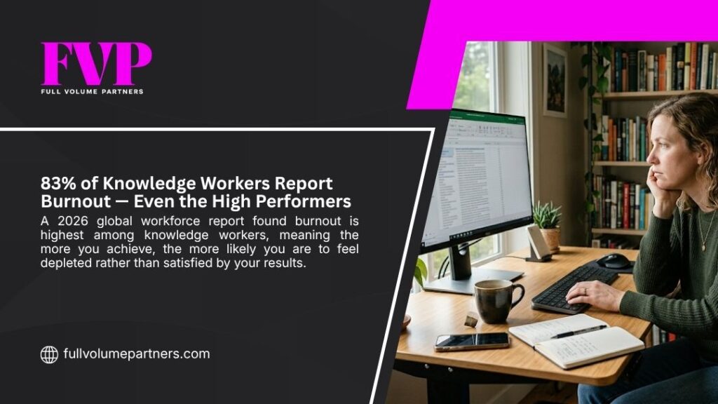 83% of Knowledge Workers Report Burnout — Even the High Performers
Alt: Exhausted knowledge worker staring at computer screen, reflecting the 83% burnout rate among high performers in the 2026 global workforce report.